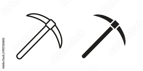 Pickaxe icon. Outline and flat icons collection. EPS10
