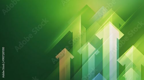 Green Background with Rising Arrows Symbolizing Growth