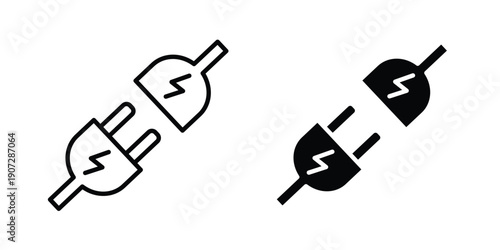 Plug connection icon. Outline and flat icons collection. EPS10