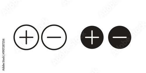 Plus minus icon. Outline and flat icons collection. EPS10