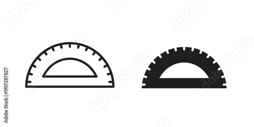 Protractor icon. Outline and flat icons collection. EPS10
