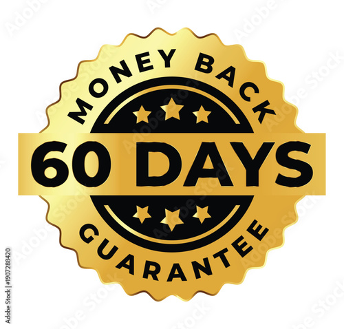 Wallpaper Mural 60 Days Money Back Guarantee Badge – Gold Refund Assurance Seal Icon Torontodigital.ca