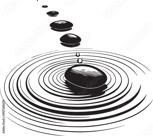 Skipping water Minimal vector illustration silhouette in white background