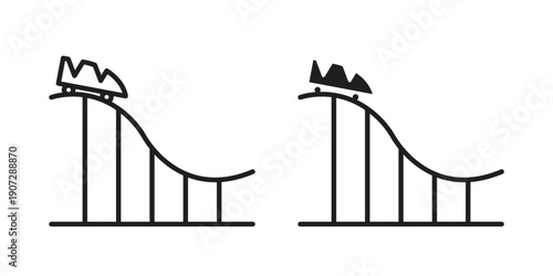 Roller coaster icon. Outline and flat icons collection. EPS10
