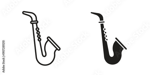 Saxophone icon. Outline and flat icons collection. EPS10