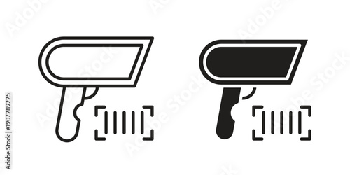 Scanner gun icon. Outline and flat icons collection. EPS10