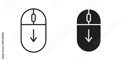 Scroll down computer mouse icon. Outline and flat icons collection. EPS10