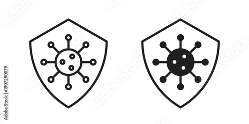 Shield virus icon. Outline and flat icons collection. EPS10