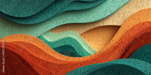 Vibrant undulating waves of color blend seamlessly in a mesmerizing abstract landscape