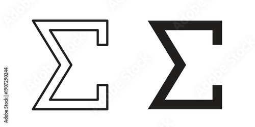 Sigma icon. Outline and flat icons collection. EPS10