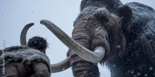 illustration of prehistoric mammoth hunt
