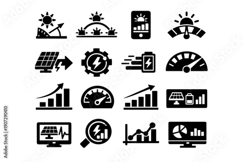 Power speed hours generation exposure image energy simple vector performance indicator sun