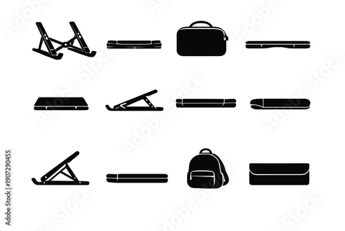 Stand folded image collapsed transport easy simple state icon generation storage vector