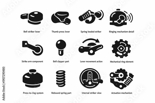 Strike generation clapper movement actuation image simple action icon ring bell component