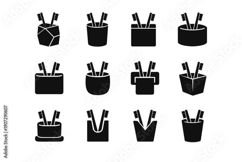 Cup toothbrush icon vector filled square symbol holder form icons modern shape