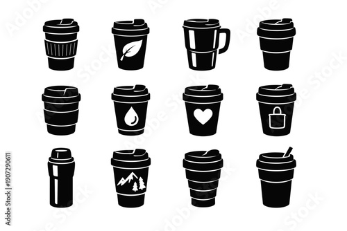 Concept icon travel vector consumption mug eco container refillable sustainable