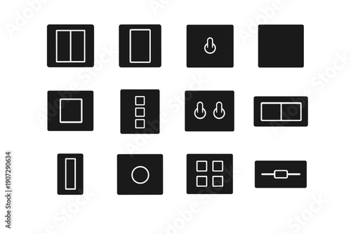 Silhouette image light switch toggle household simple vector contemporary icon form generation