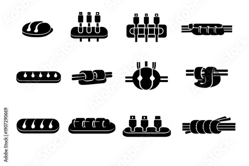 Charging clip concept tv icon wire tidy vector unit daily cable icons