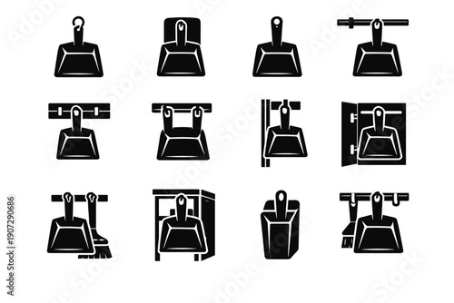 Tidy accessory handle storage solution scoop cleanup icon concept icons simple vector