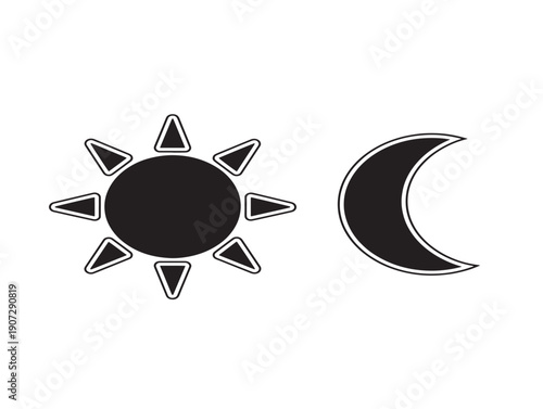 Celestial sun moon silhouettes with cosmic balance theme