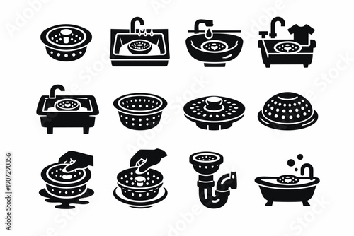Generation plumbing utility icon filter drain image usage vector simple use sink