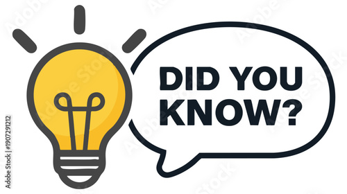 This high-quality vector graphic features a dark gray "DID YOU KNOW?" banner and a yellow lightbulb, emphasizing information, ideas, and clean design.