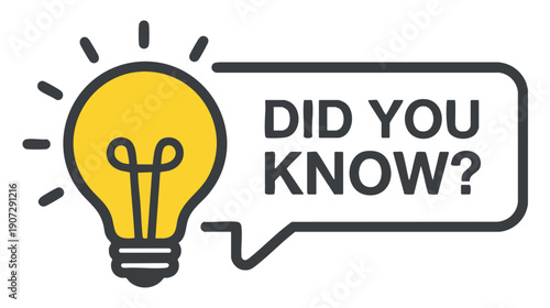 Yellow lightbulb with did you know text yellow circle black text white background