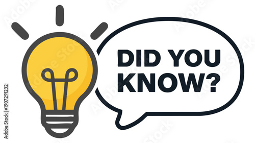 Yellow lightbulb with did you know text yellow circle black text white background