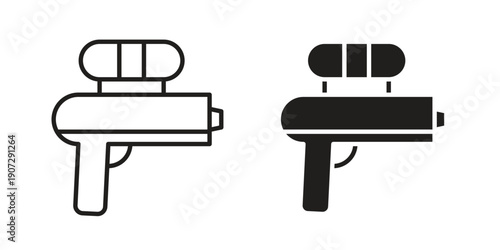 Squirt gun icon. Outline and flat icons collection. EPS10