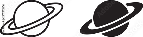 Saturn planet icon with ring system on transparent background cosmic celestial body vector