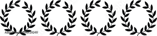 four black laurel wreath icons for victory and achievement