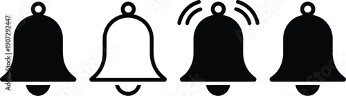 notification bell icon set for mobile app and web ui