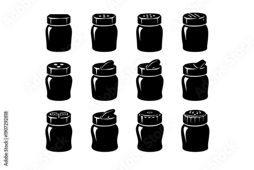 Jar container forms smooth set surface icon modern vector detail spice variation