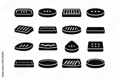 Design tray icon set proportions visual icons filled soap vector black bold