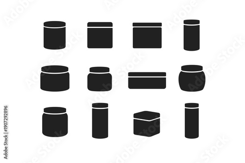 Simple variation image form shapes canister geometry storage vector icon generation lid