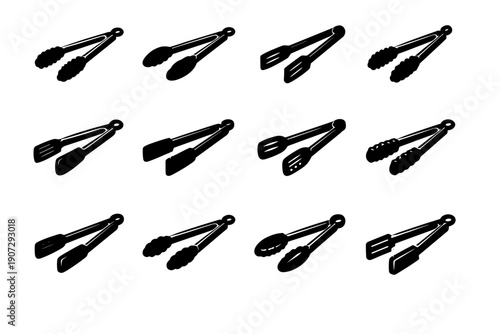 Icon generation durable set serving vector variation material tongs steel simple image
