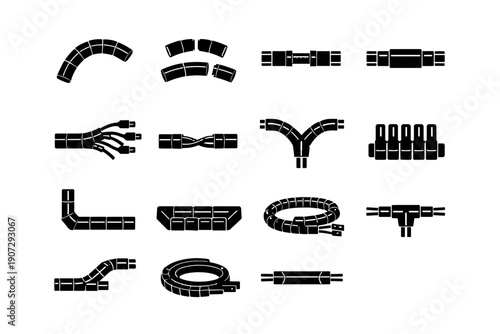 Cable extendable connectable organization simple aligned generation icon modular segmentable vector designs