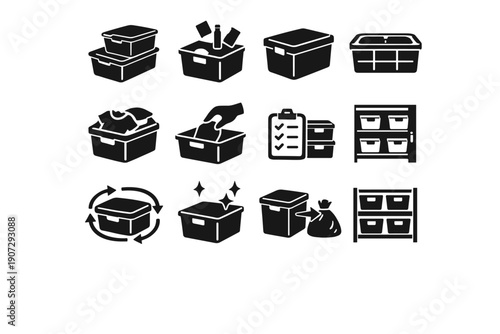 Simple generation decluttering living image vector icon personal utility home storage daily