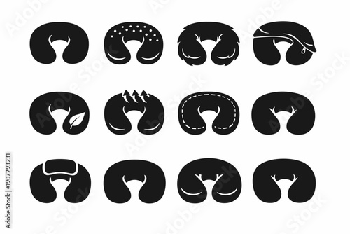 Layer microfiber materials stitching icons silhouette resilient travel icon modern vector pillow