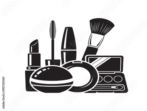 Makeup cosmetic silhouette icons for elegant vanity and personal grooming designs