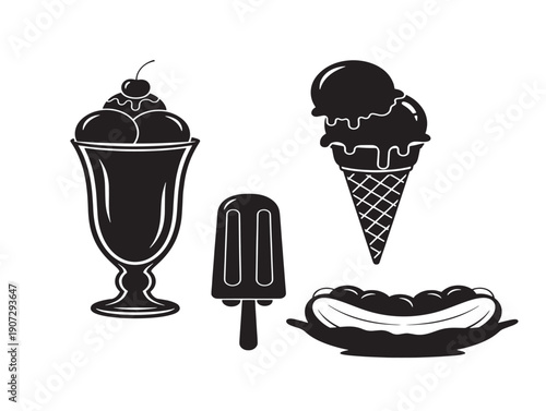 Ice cream dessert silhouette perfect for summer and happy indulgence
