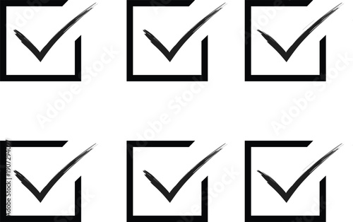 Checkmark box icons in black and styles. perfect for tasks.