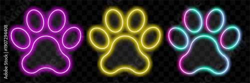 Bright animal paw prints set