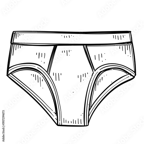 mens underwear briefs vector line art hand drawn illustration
