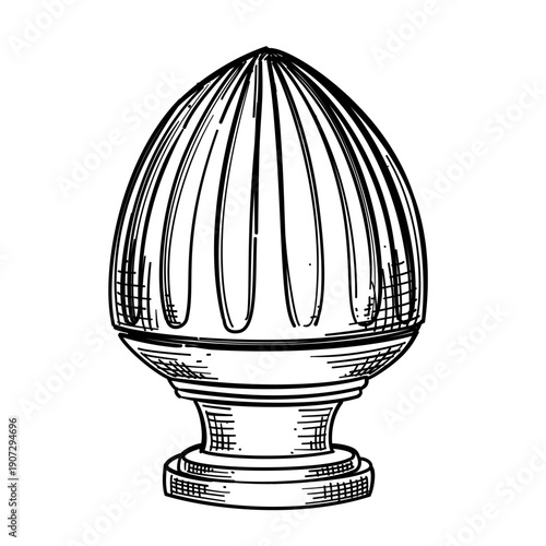 curtain rod finial vector line art hand drawn illustration
