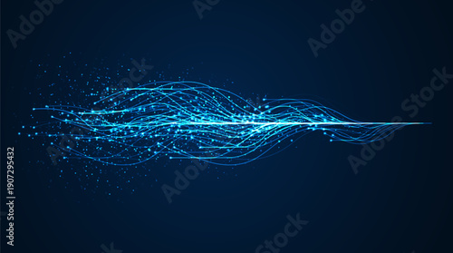 Ai technology. Concept of artificial intelligence. Blue and dots lines. Digital, communication, science, networks