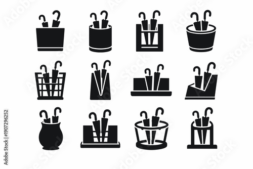 Filled umbrella storage generation simple proportions geometry holder abstract image icon balanced