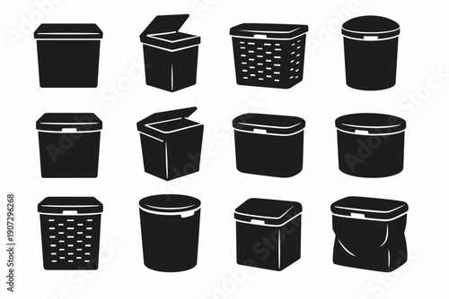 Holder generation hamper simple basket container vector storage icon lid image concealed