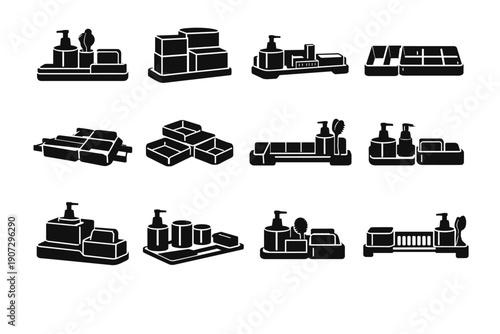 Modular sink image simple caddy generation vector kitchen stackable system icon concept