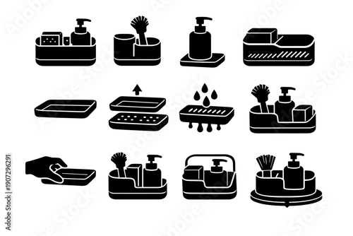 Designs removable layout design icon base vector sponge kitchen section icons caddy